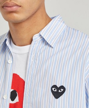 Comme des Garçons Play - Heart Logo Patch Striped Cotton Shirt image number 4