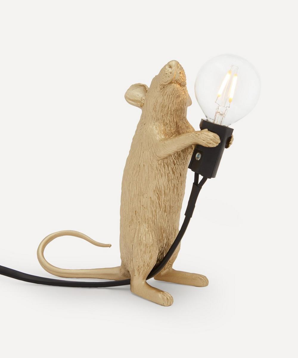 Seletti Mouse Lamp in Gold Finish Standing Edition 