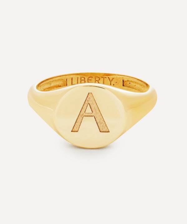 Liberty - 9ct Gold Initial Liberty Signet Ring - A