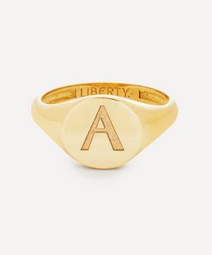 9ct Gold Initial Liberty Signet Ring - A