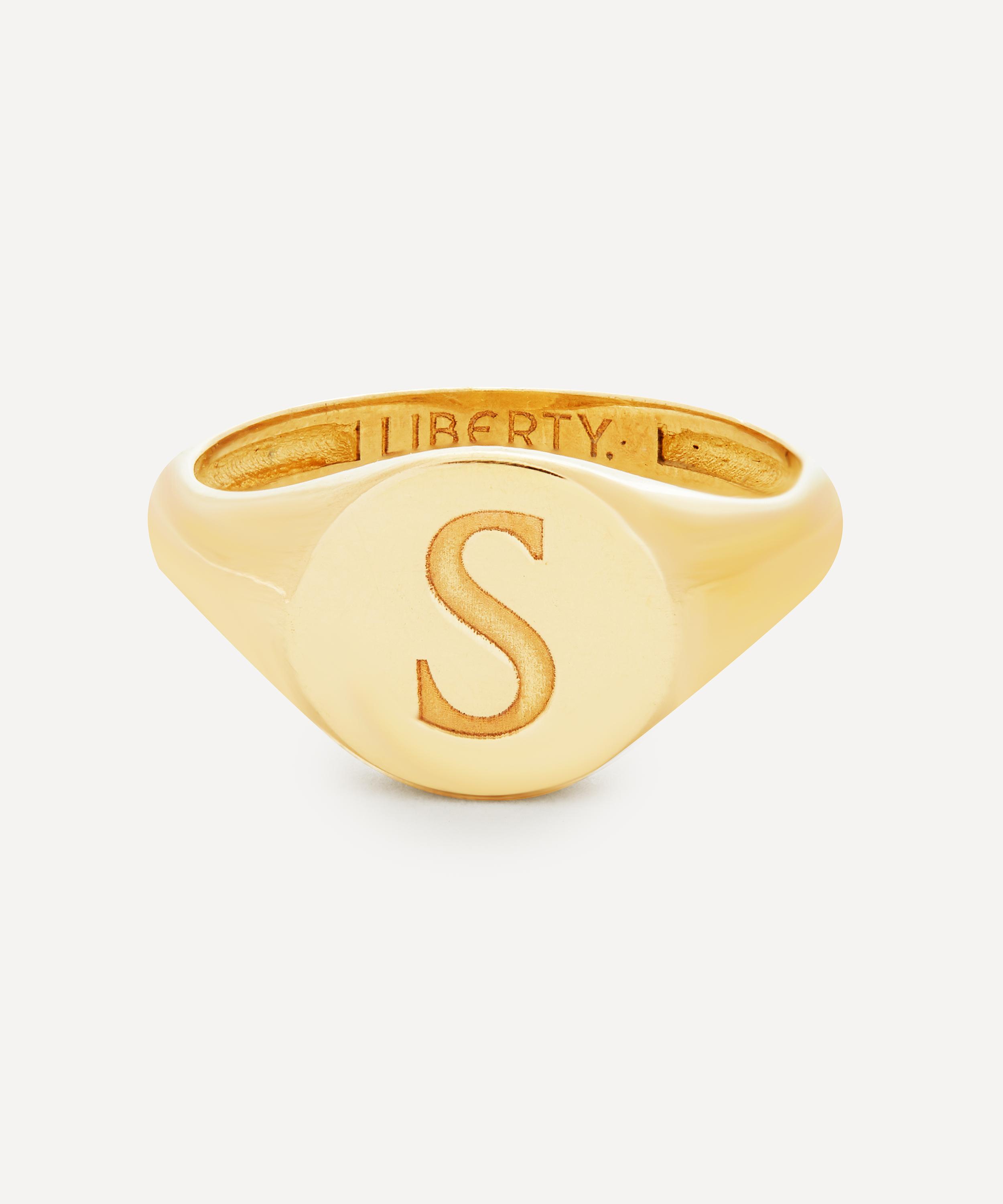 S initial hot sale gold ring