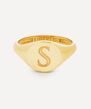 9ct Gold Initial Liberty Signet Ring - S