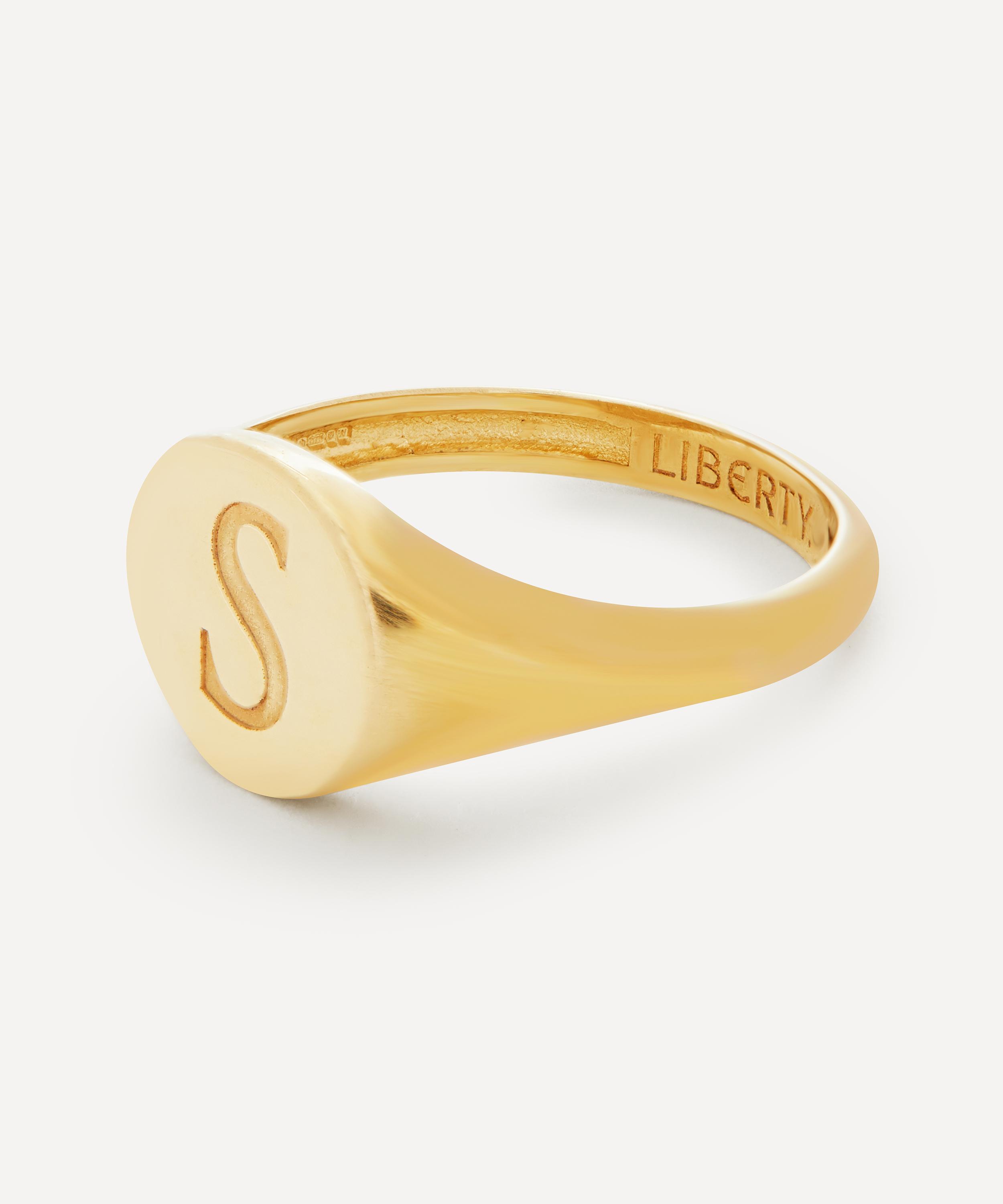 Liberty - 9ct Gold Initial Liberty Signet Ring - S image number 2