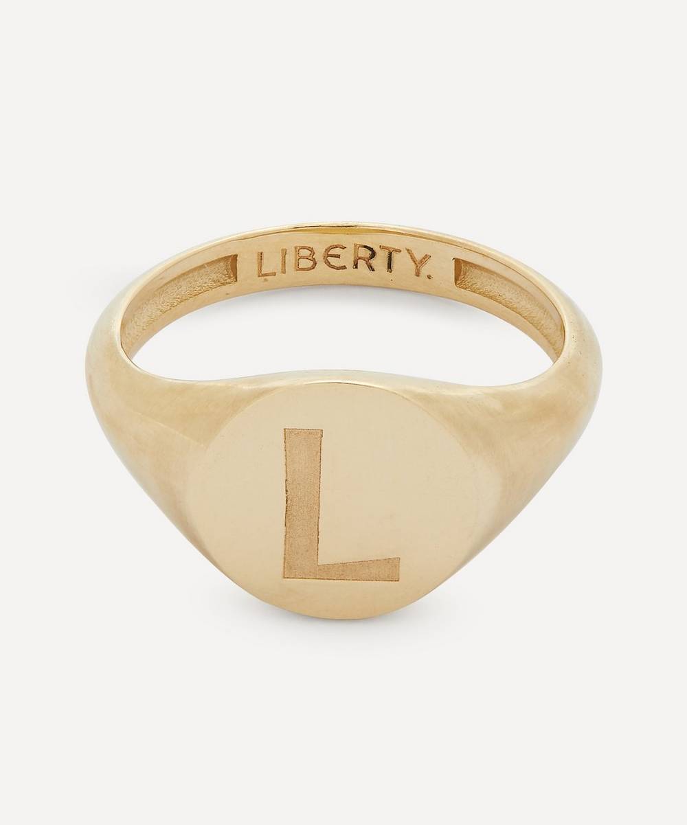 Liberty - 9ct Gold Initial Liberty Signet Ring - L