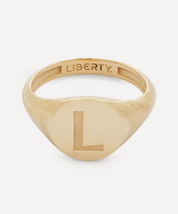 Liberty - 9ct Gold Initial Liberty Signet Ring - L image number null