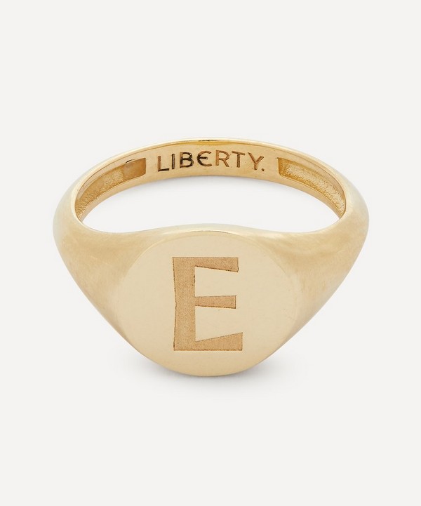 Liberty - 9ct Gold Initial Liberty Signet Ring - E image number null