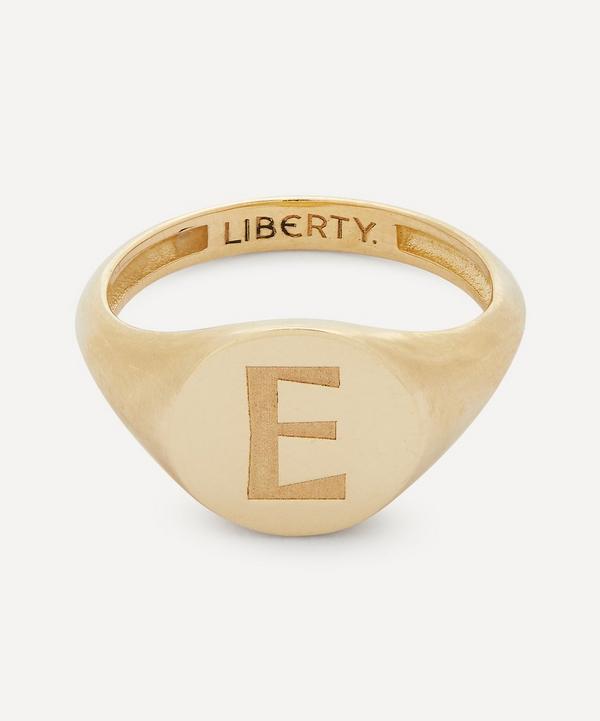 Liberty - 9ct Gold Initial Liberty Signet Ring - E image number null