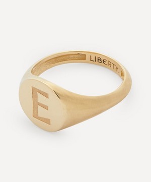 Liberty - 9ct Gold Initial Liberty Signet Ring - E image number 2