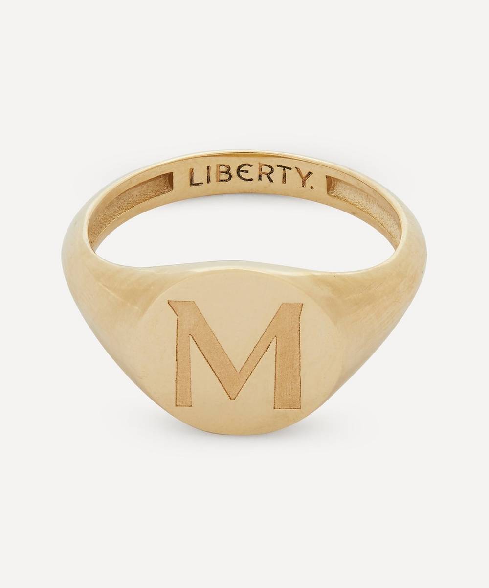 Liberty - 9ct Gold Initial Liberty Signet Ring - M