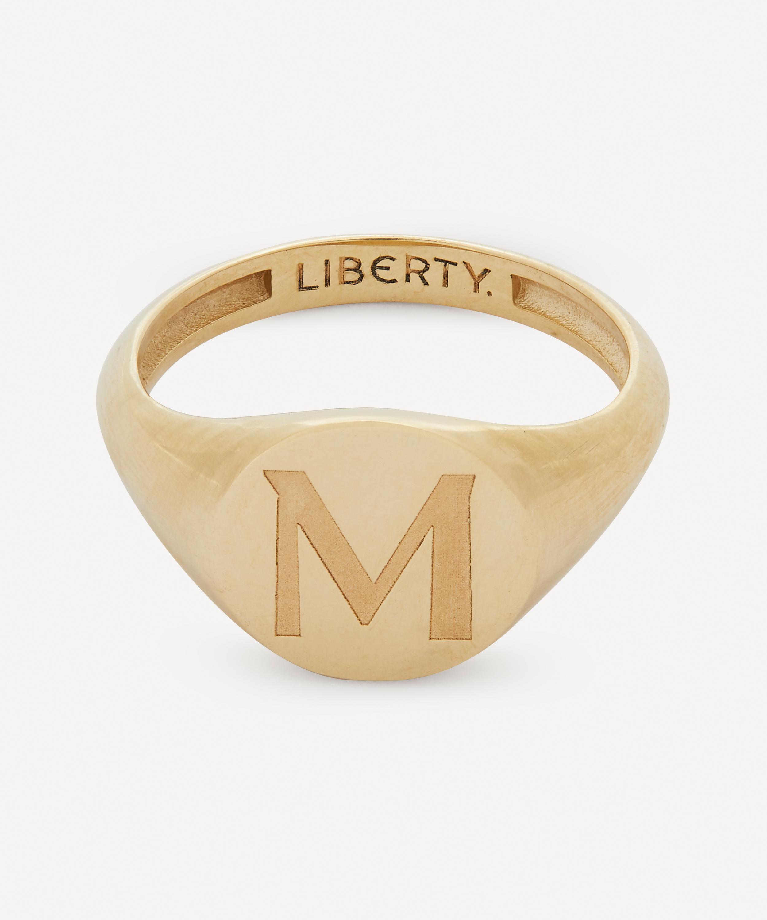 Liberty - 9ct Gold Initial Liberty Signet Ring - M