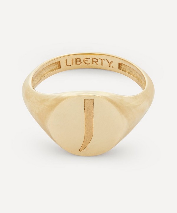 Liberty - 9ct Gold Initial Liberty Signet Ring - J