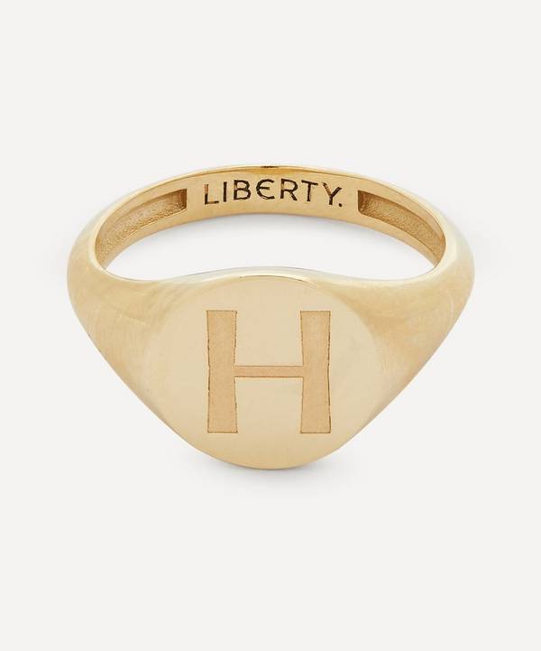 Liberty - 9ct Gold Initial Liberty Signet Ring - H