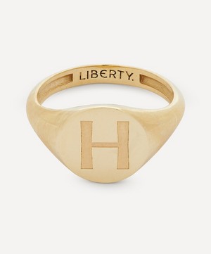 Liberty - 9ct Gold Initial Liberty Signet Ring - H image number 0