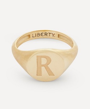 Liberty - 9ct Gold Initial Liberty Signet Ring - R image number 0