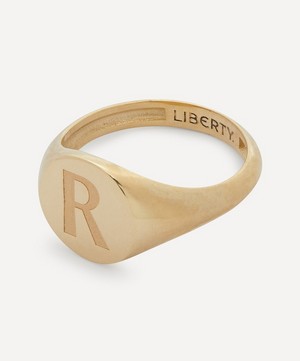 Liberty - 9ct Gold Initial Liberty Signet Ring - R image number 2