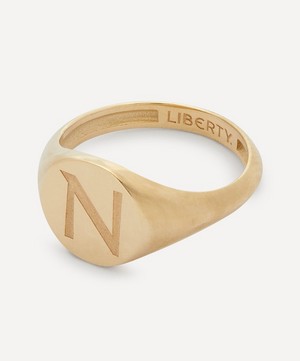 Liberty - 9ct Gold Initial Liberty Signet Ring - N image number 2