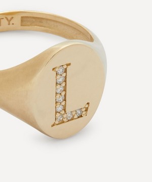 Liberty - 9ct Gold and Diamond Initial Liberty Signet Ring - L image number 3