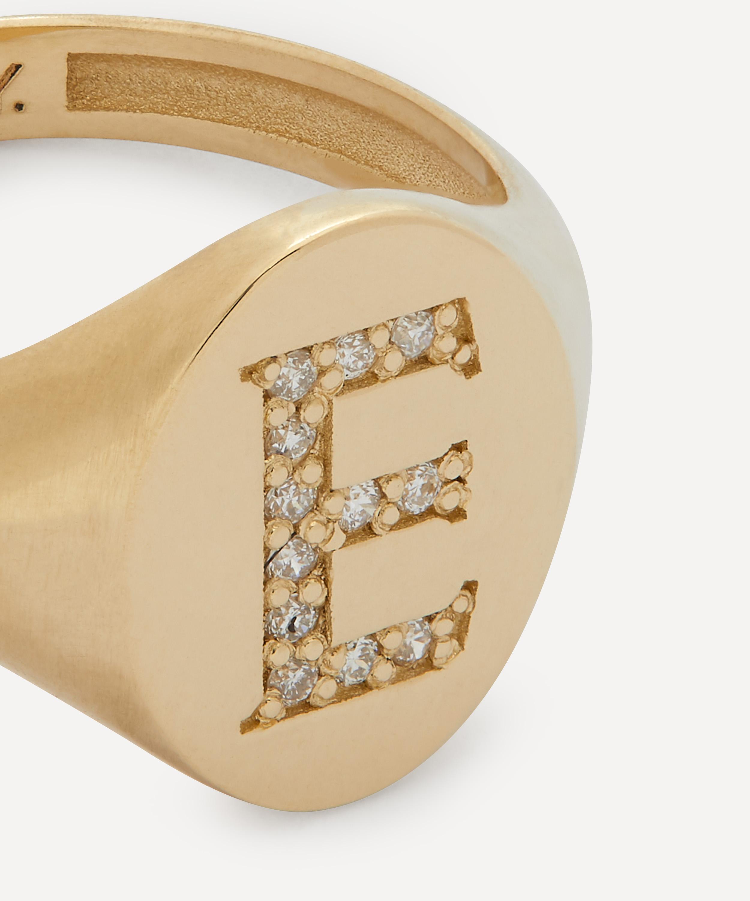 Liberty - 9ct Gold and Diamond Initial Liberty Signet Ring - E image number 3