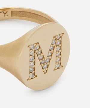 Liberty - 9ct Gold and Diamond Initial Liberty Signet Ring - M image number 3