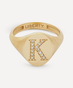 Liberty - 9ct Gold and Diamond Initial Liberty Signet Ring - K image number 0