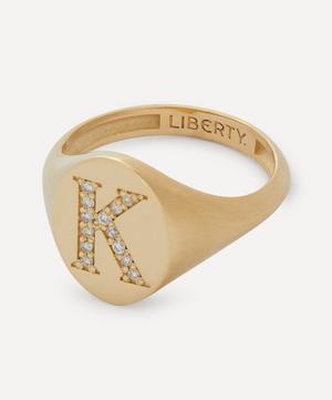Liberty - 9ct Gold and Diamond Initial Liberty Signet Ring - K image number 2