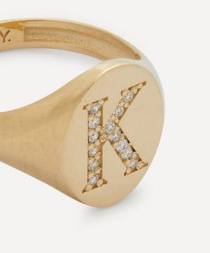 Liberty - 9ct Gold and Diamond Initial Liberty Signet Ring - K image number 3