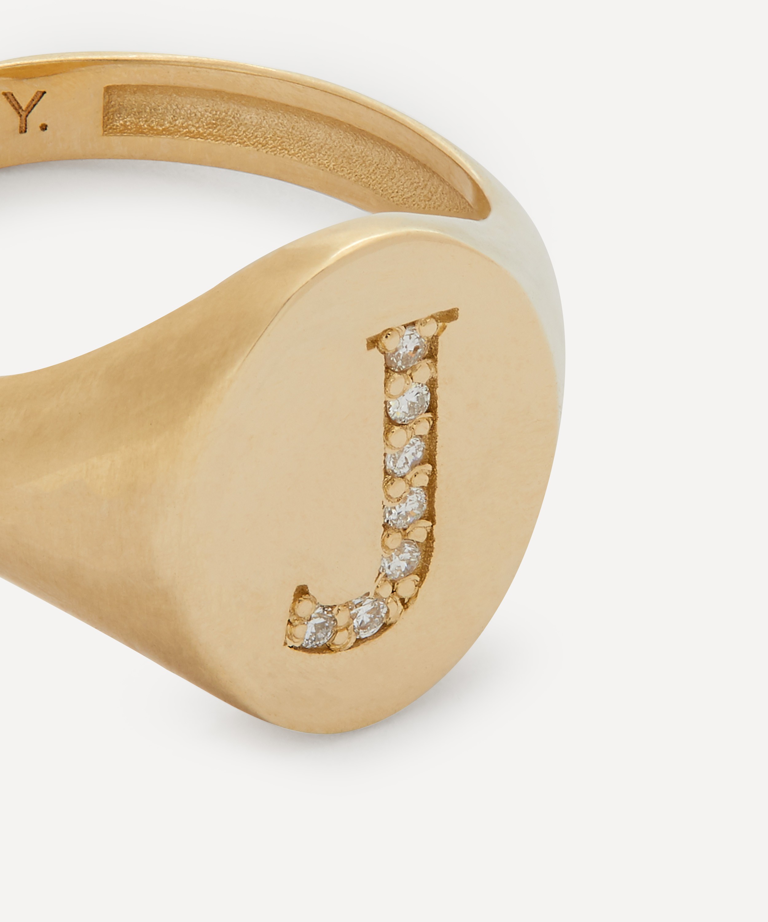Liberty - 9ct Gold and Diamond Initial Liberty Signet Ring - J image number 3