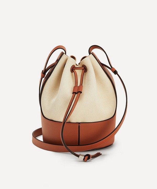 Loewe - Small Balloon Leather and Canvas Bucket Bag image number null