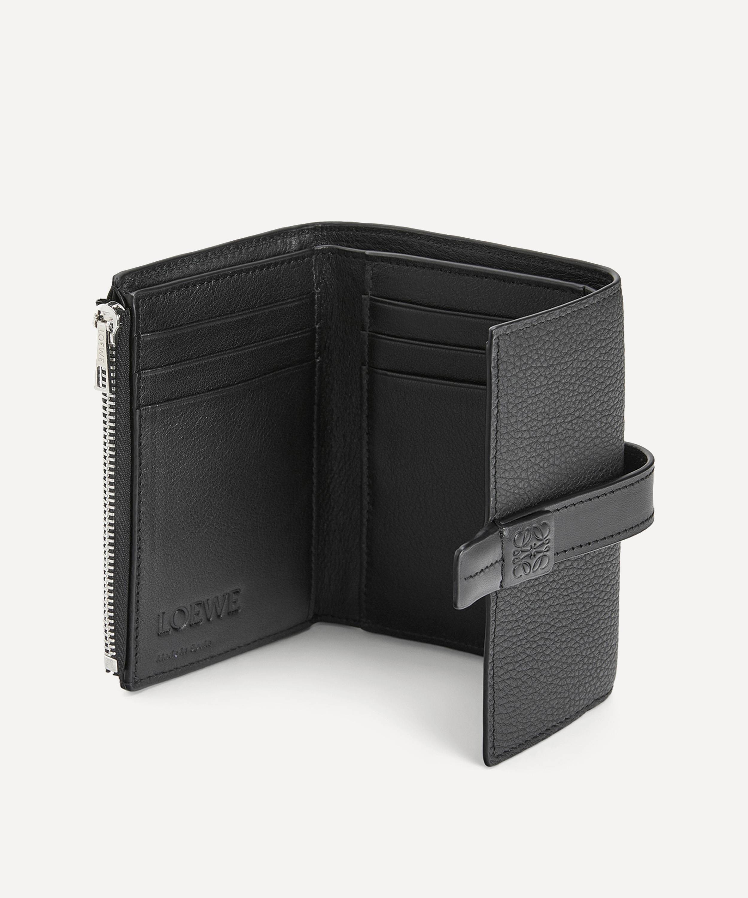 Vertical Wallet Black Grained Calfskin with CD Icon Signature