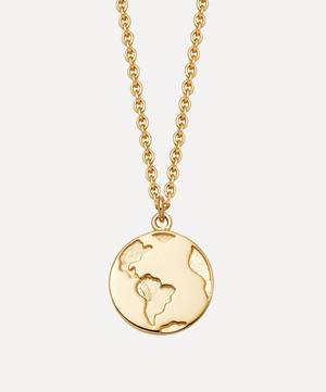 Gold Plated Vermeil Silver Biography Earth Pendant Necklace