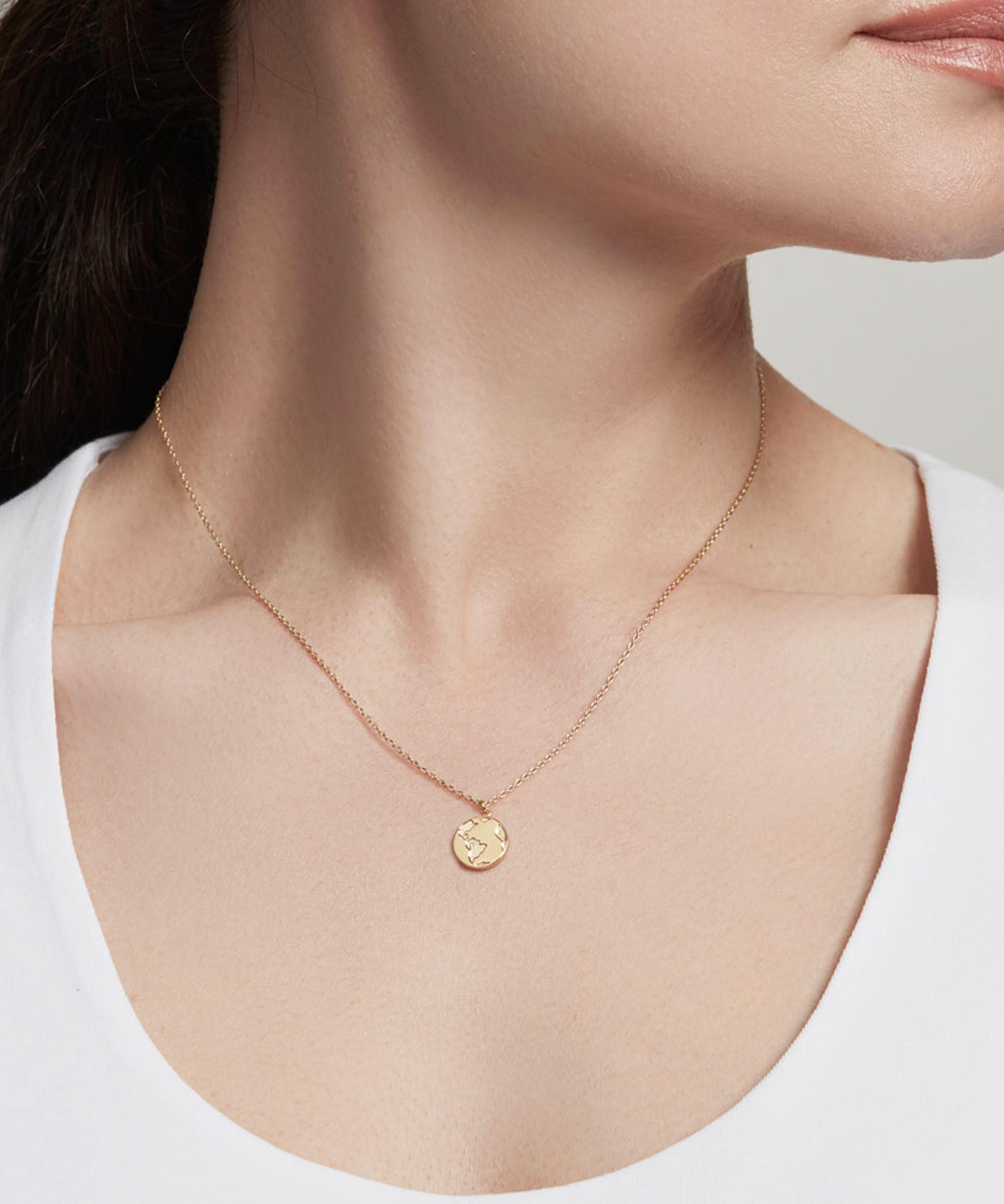 Astley Clarke - Gold Plated Vermeil Silver Biography Earth Pendant Necklace image number 1