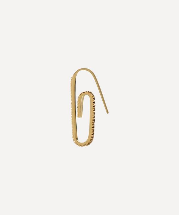 Hillier Bartley - Gold Plated Vermeil Silver Tuxedo Classic Pavé Crystal Paperclip Earring image number 0