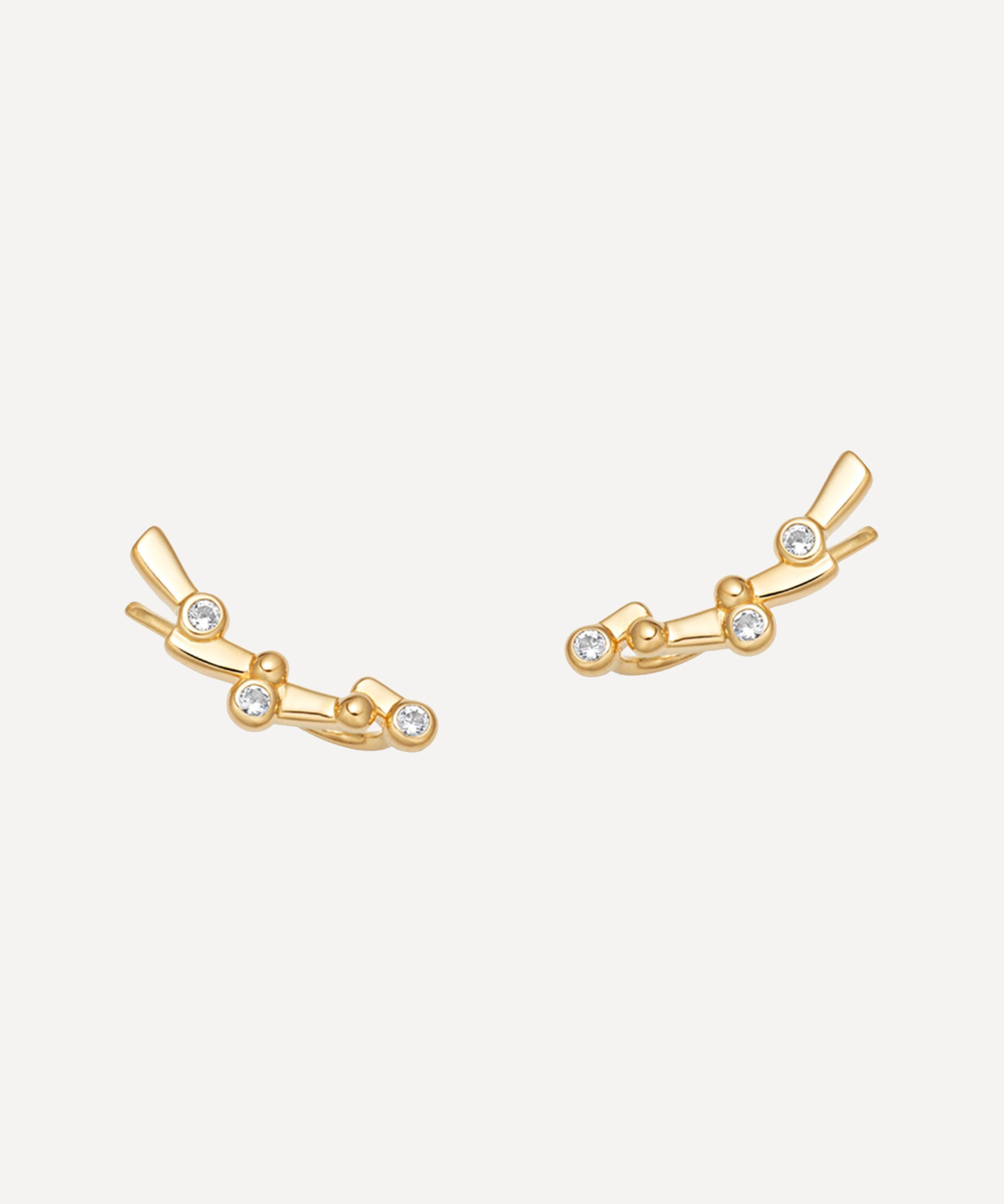 Astley Clarke - Gold Plated Vermeil Silver Solstice White Sapphire Crawler Earrings image number 0