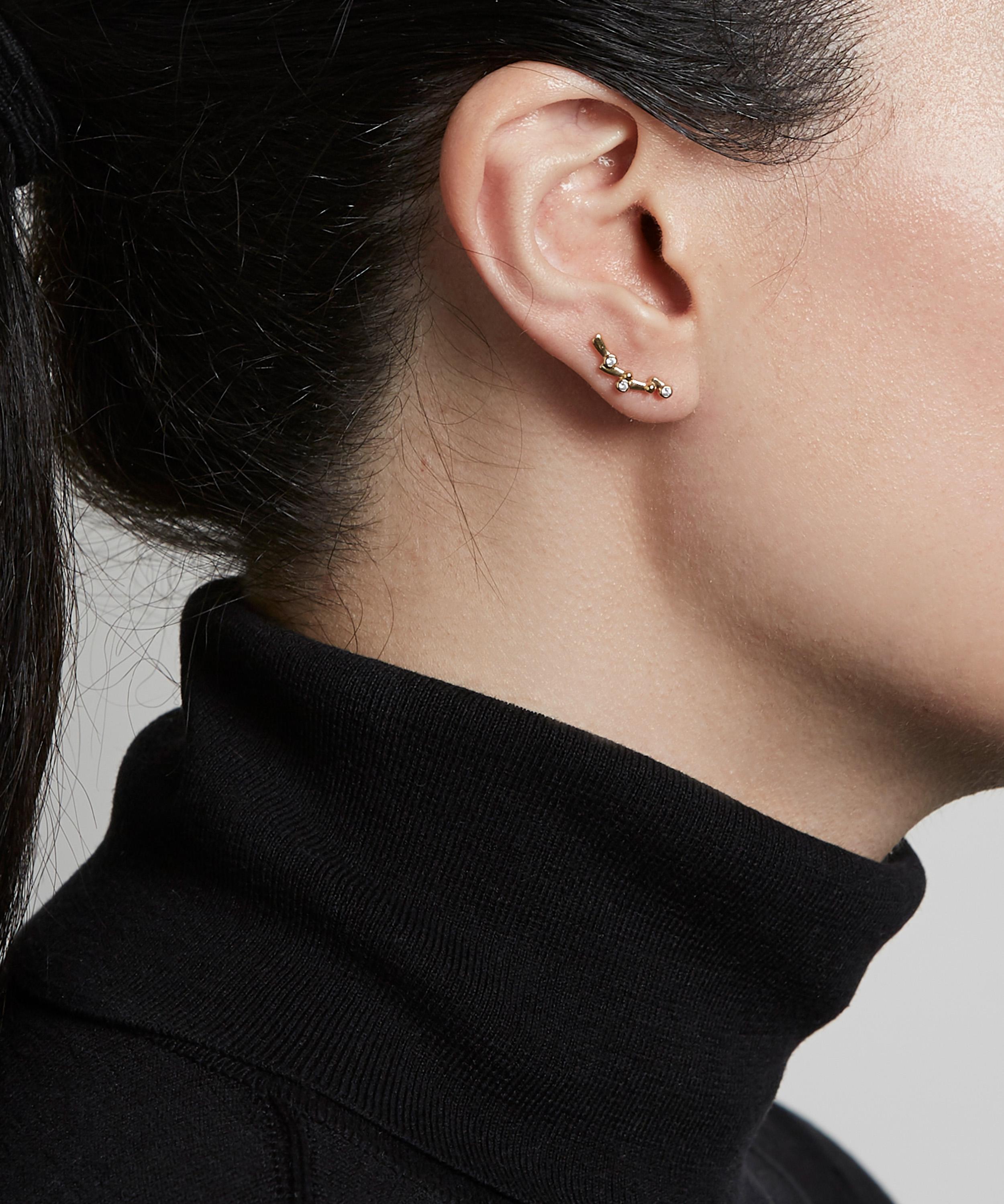Astley Clarke - Gold Plated Vermeil Silver Solstice White Sapphire Crawler Earrings image number 1