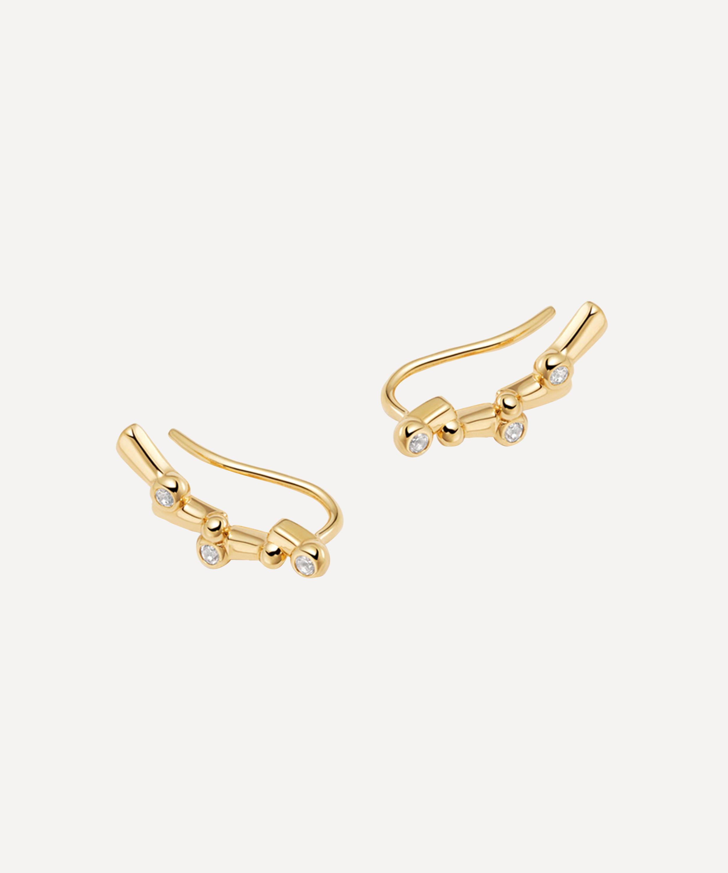 Astley Clarke - Gold Plated Vermeil Silver Solstice White Sapphire Crawler Earrings image number 2