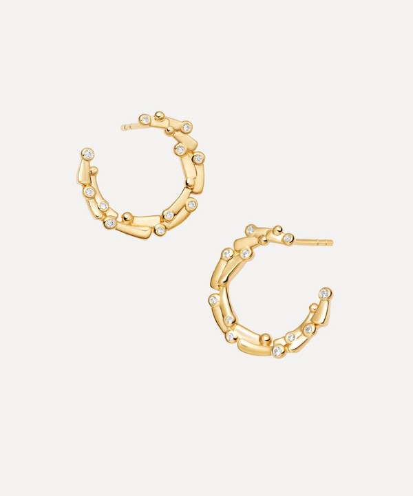 Astley Clarke - Gold Plated Vermeil Silver Solstice White Sapphire Eclipse Hoop Earings image number null