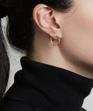 Astley Clarke - Gold Plated Vermeil Silver Solstice White Sapphire Eclipse Hoop Earings image number 1