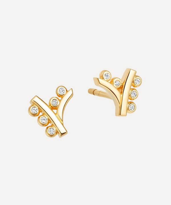 Astley Clarke - Gold Plated Vermeil Silver Solstice White Sapphire Stud Earrings image number null