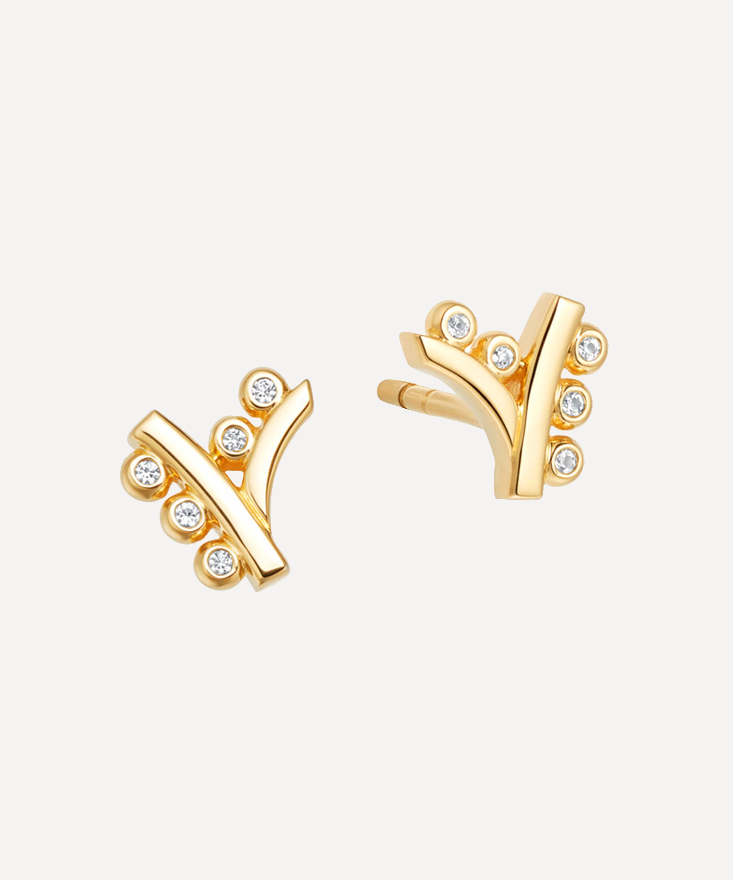 Astley Clarke - Gold Plated Vermeil Silver Solstice White Sapphire Stud Earrings image number 0