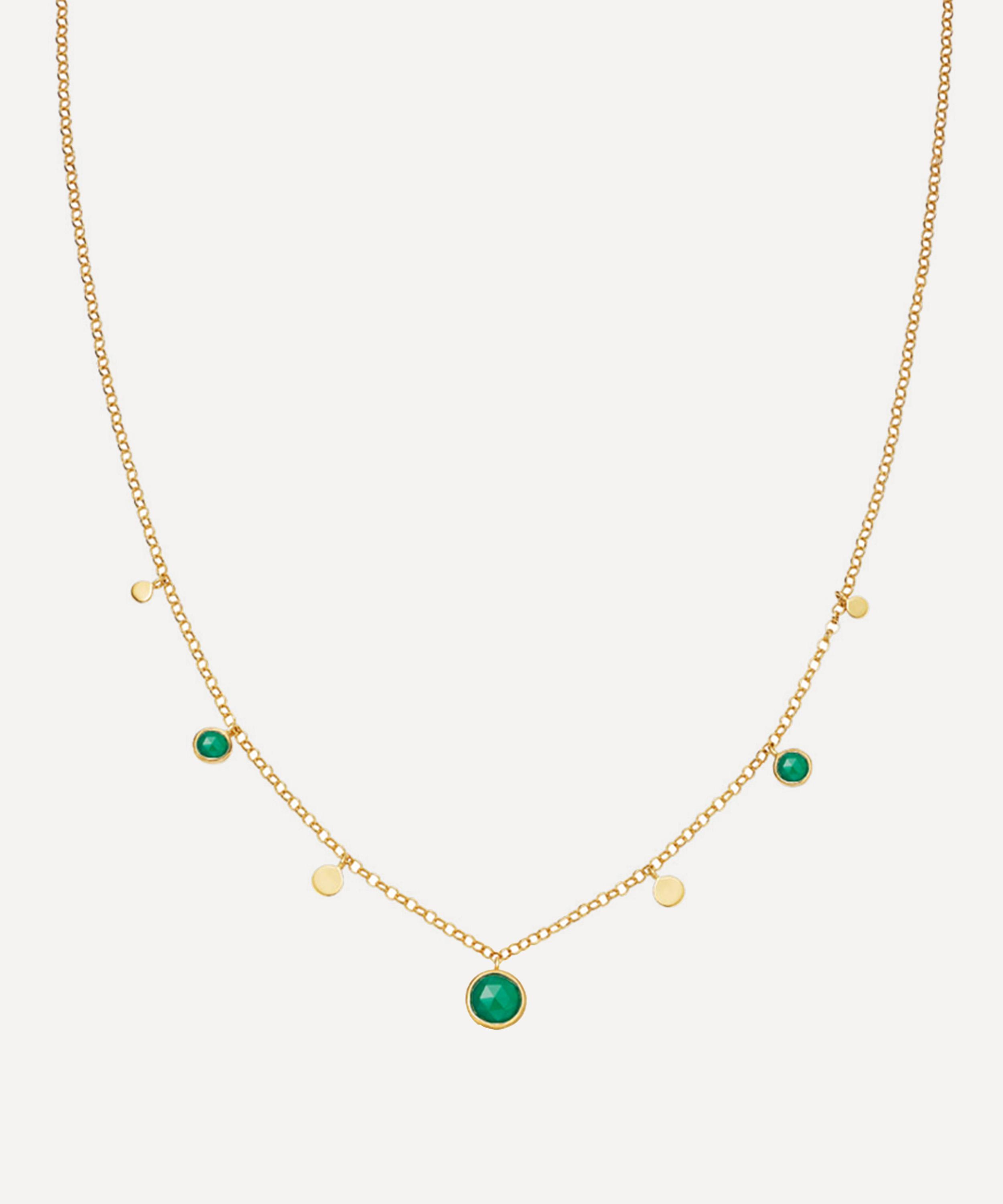 Astley Clarke - Gold Plated Vermeil Silver Stilla Droplet Green Onyx Pendant Necklace image number 0