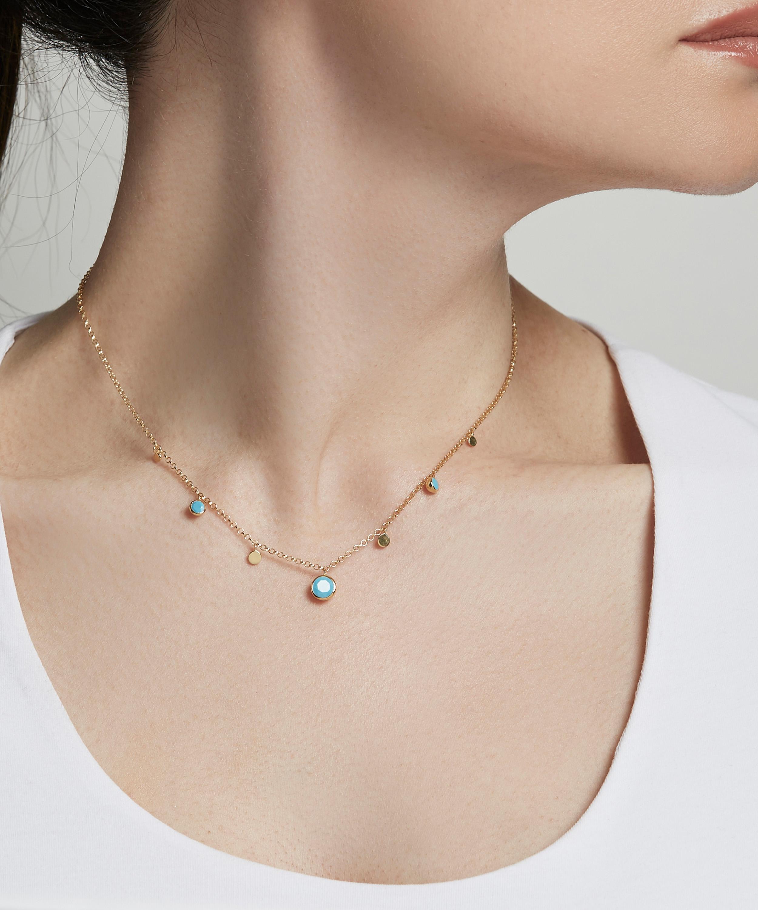 Astley Clarke - Gold Plated Vermeil Silver Stilla Droplet Turquoise Pendant Necklace image number 1