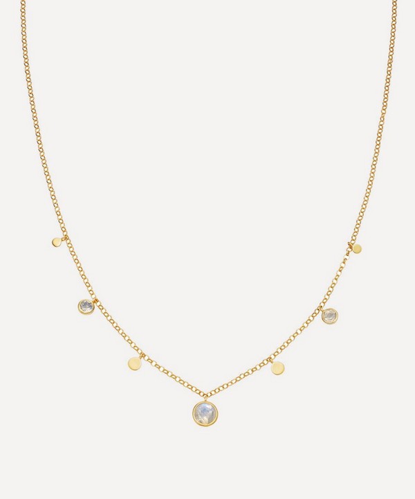 Astley Clarke - Gold Plated Vermeil Silver Stilla Droplet Rainbow Moonstone Pendant Necklace image number null