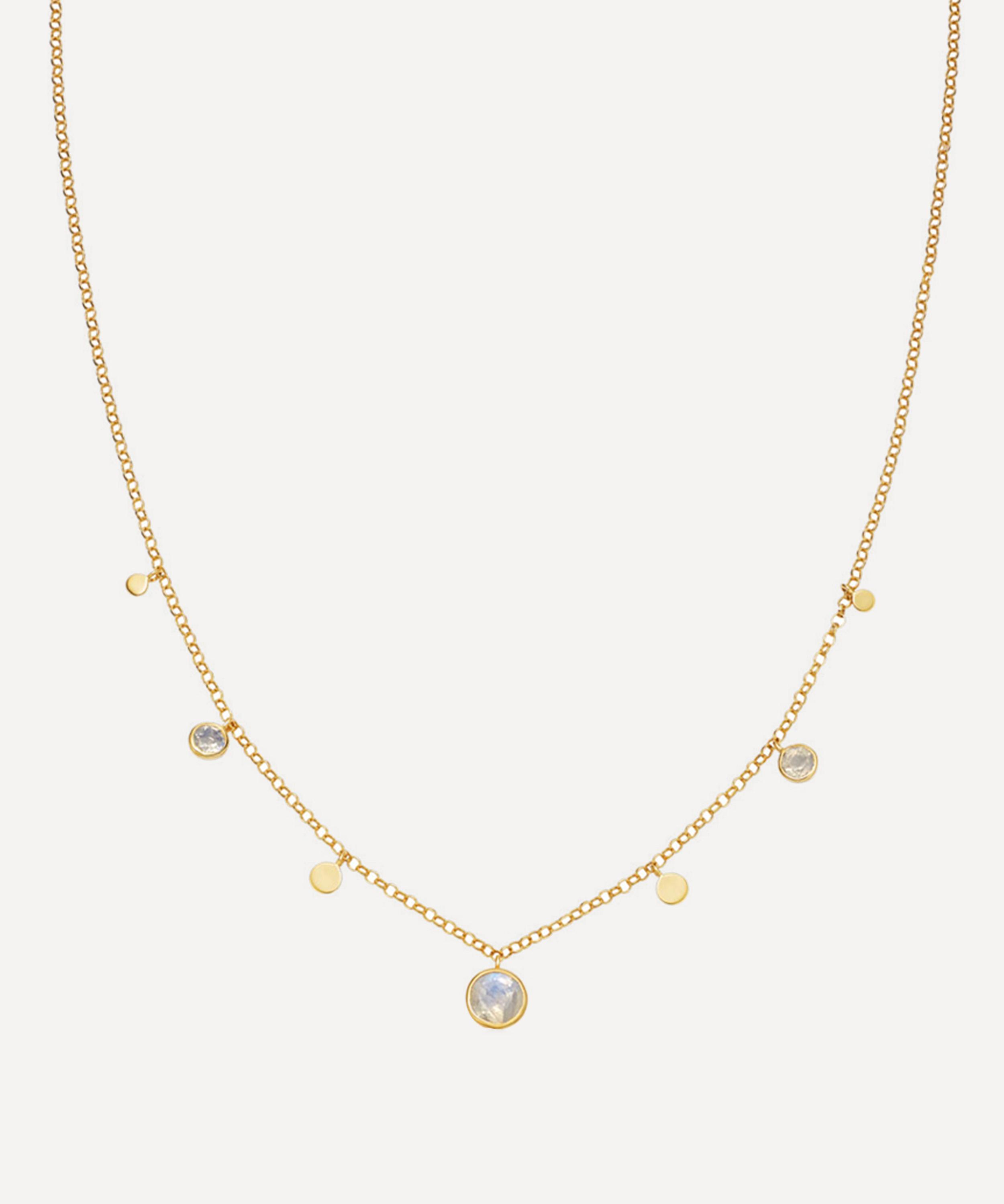 Astley Clarke - Gold Plated Vermeil Silver Stilla Droplet Rainbow Moonstone Pendant Necklace image number 0