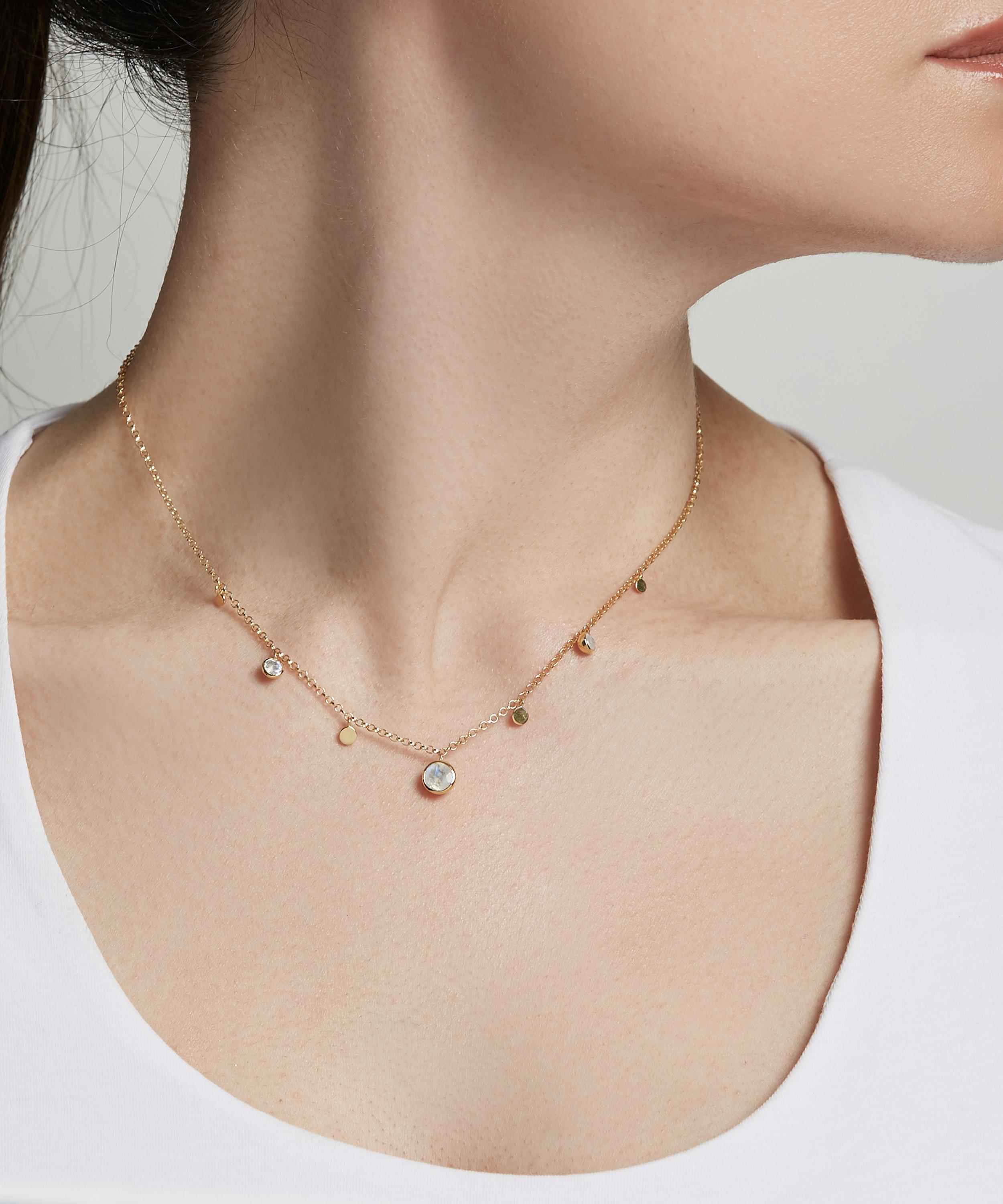 Astley Clarke - Gold Plated Vermeil Silver Stilla Droplet Rainbow Moonstone Pendant Necklace image number 1