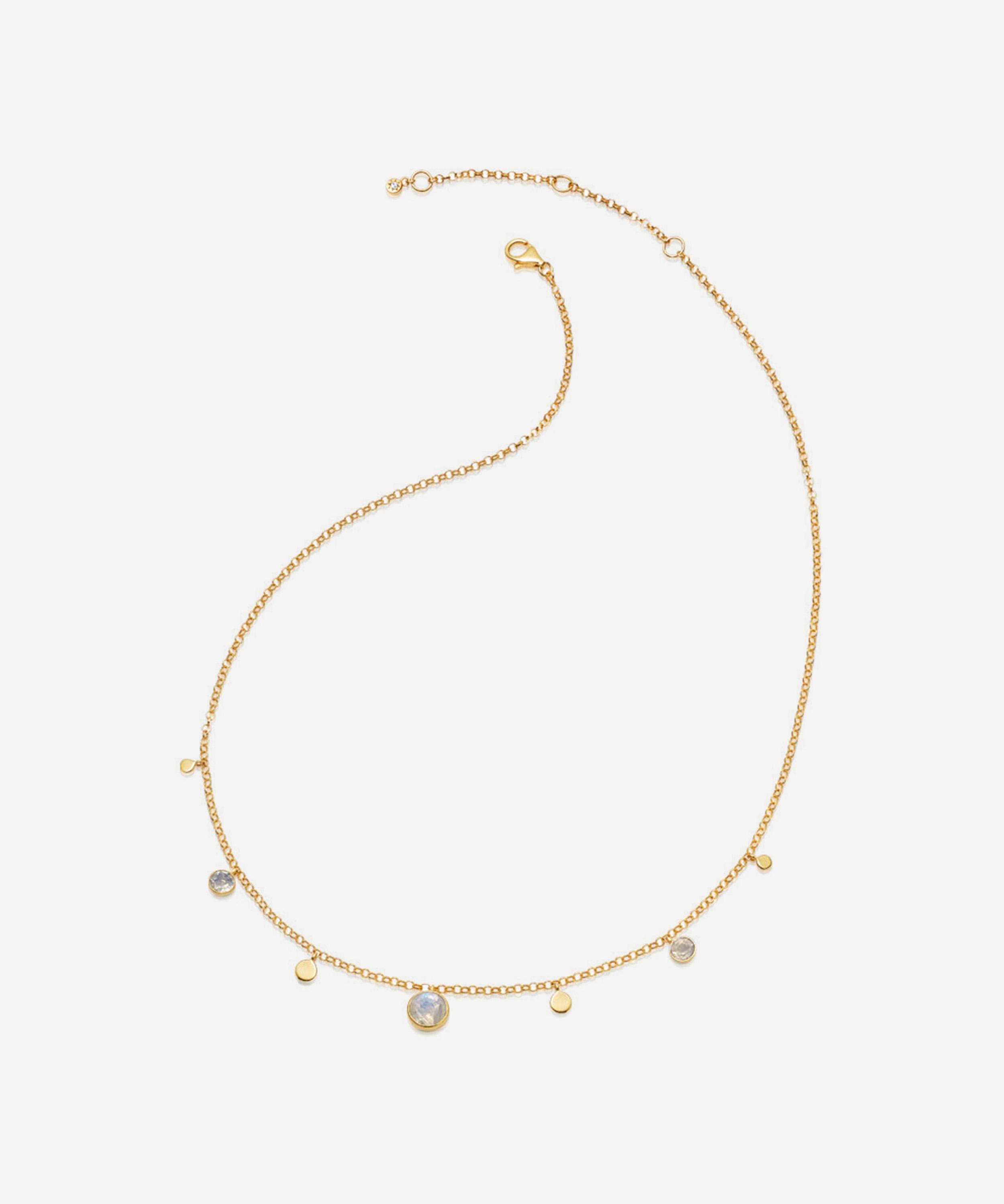 Astley Clarke - Gold Plated Vermeil Silver Stilla Droplet Rainbow Moonstone Pendant Necklace image number 2