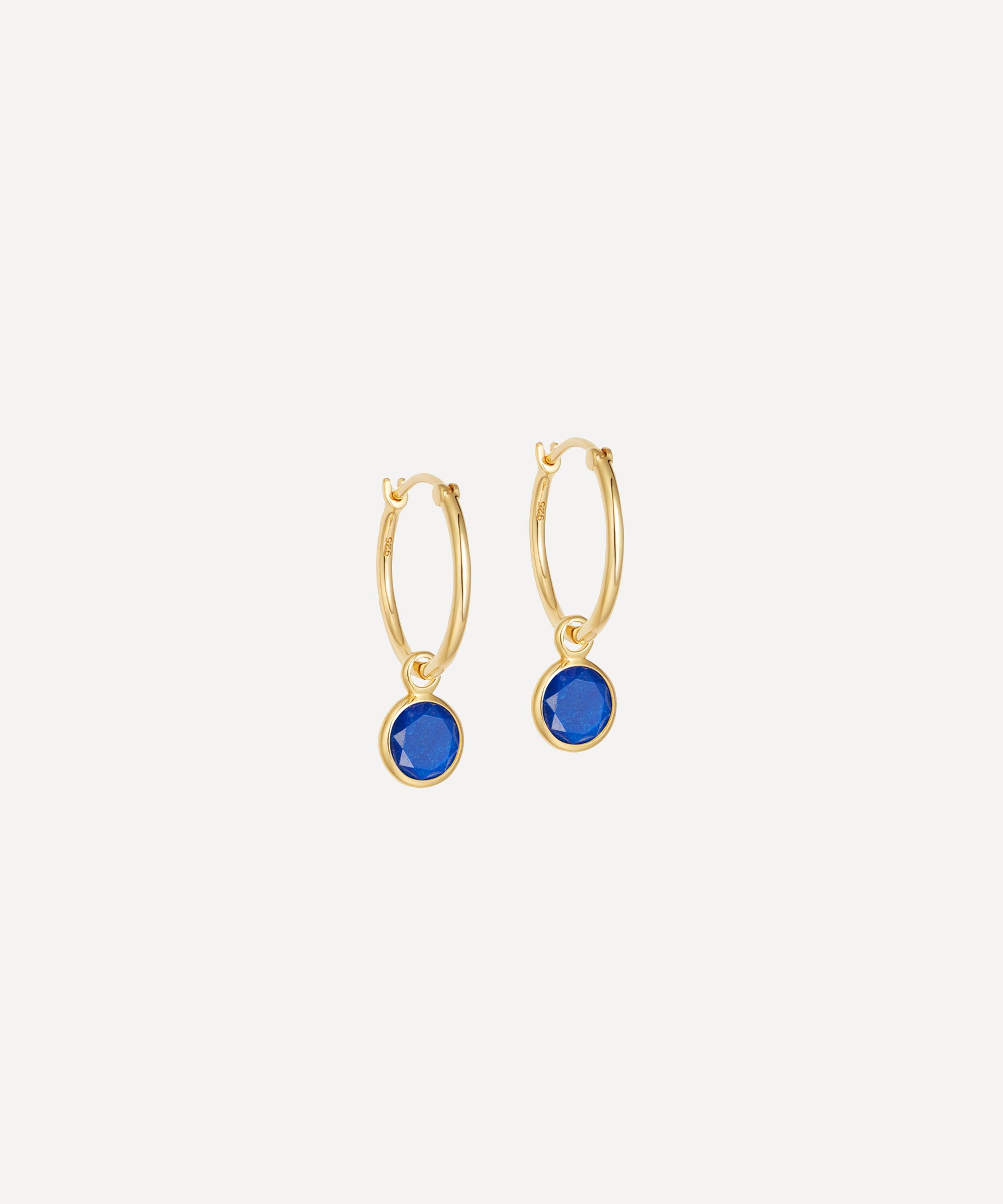 Astley Clarke - Gold Plated Vermeil Silver Stilla Drop Lapis Lazuli Hoop Earrings image number 0