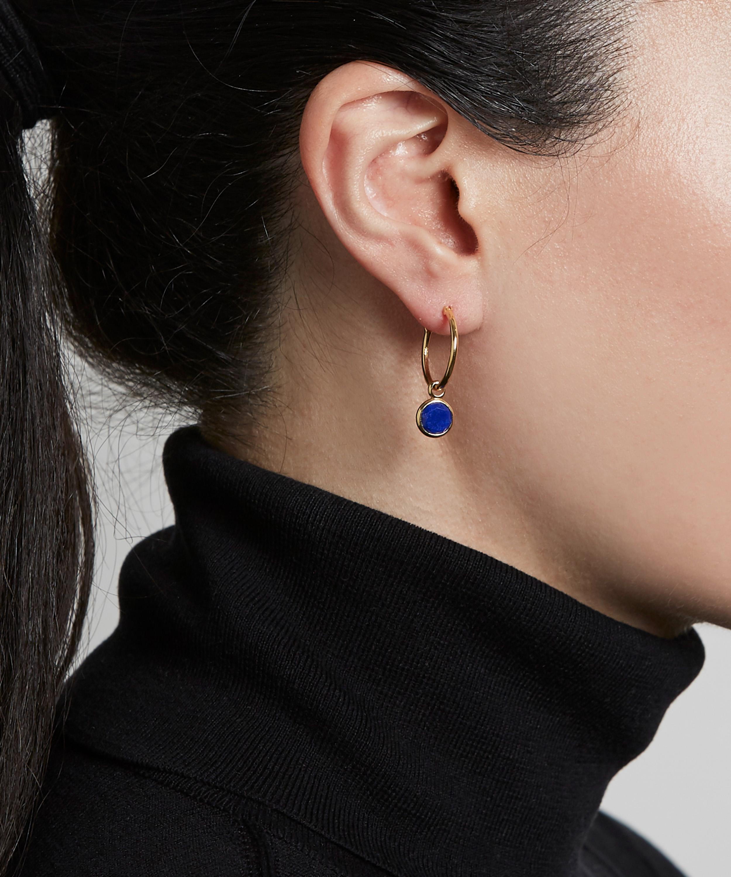 Astley Clarke - Gold Plated Vermeil Silver Stilla Drop Lapis Lazuli Hoop Earrings image number 1