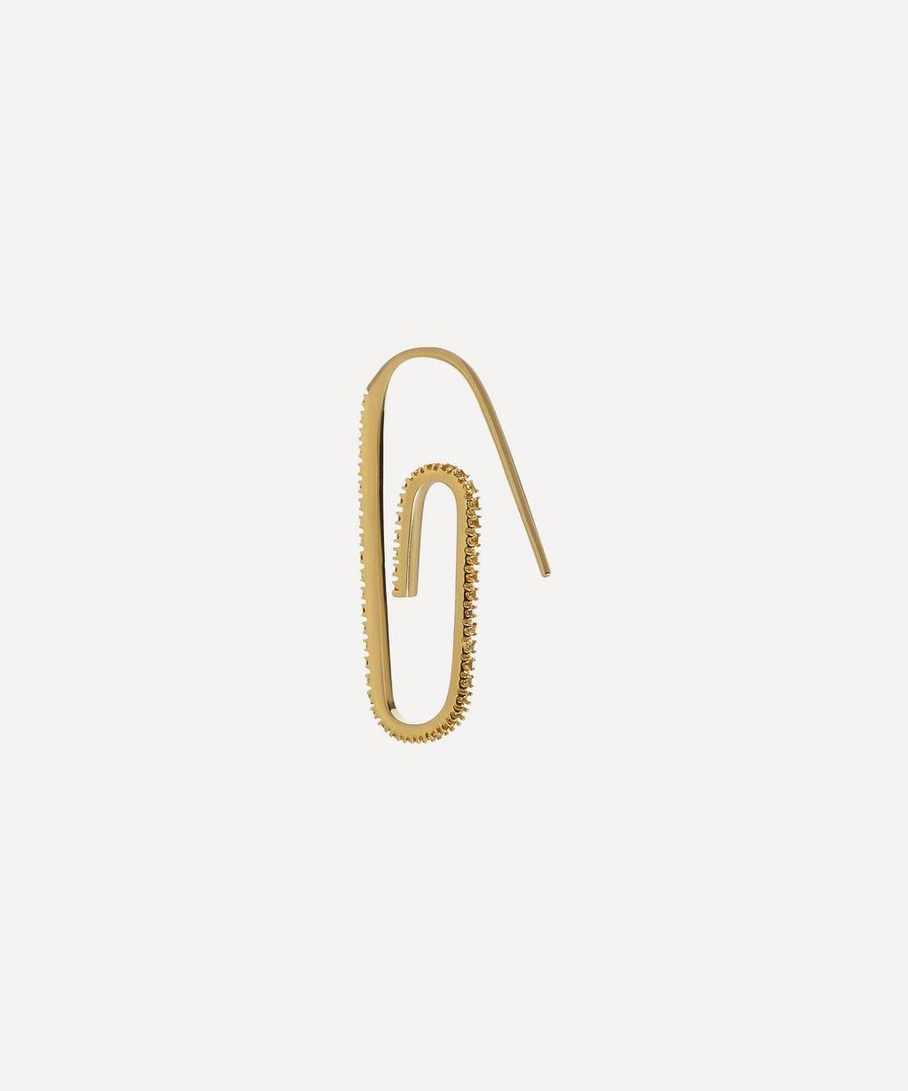 Hillier Bartley - Gold Plated Vermeil Silver The Classic Pavé Crystal Paperclip Earring