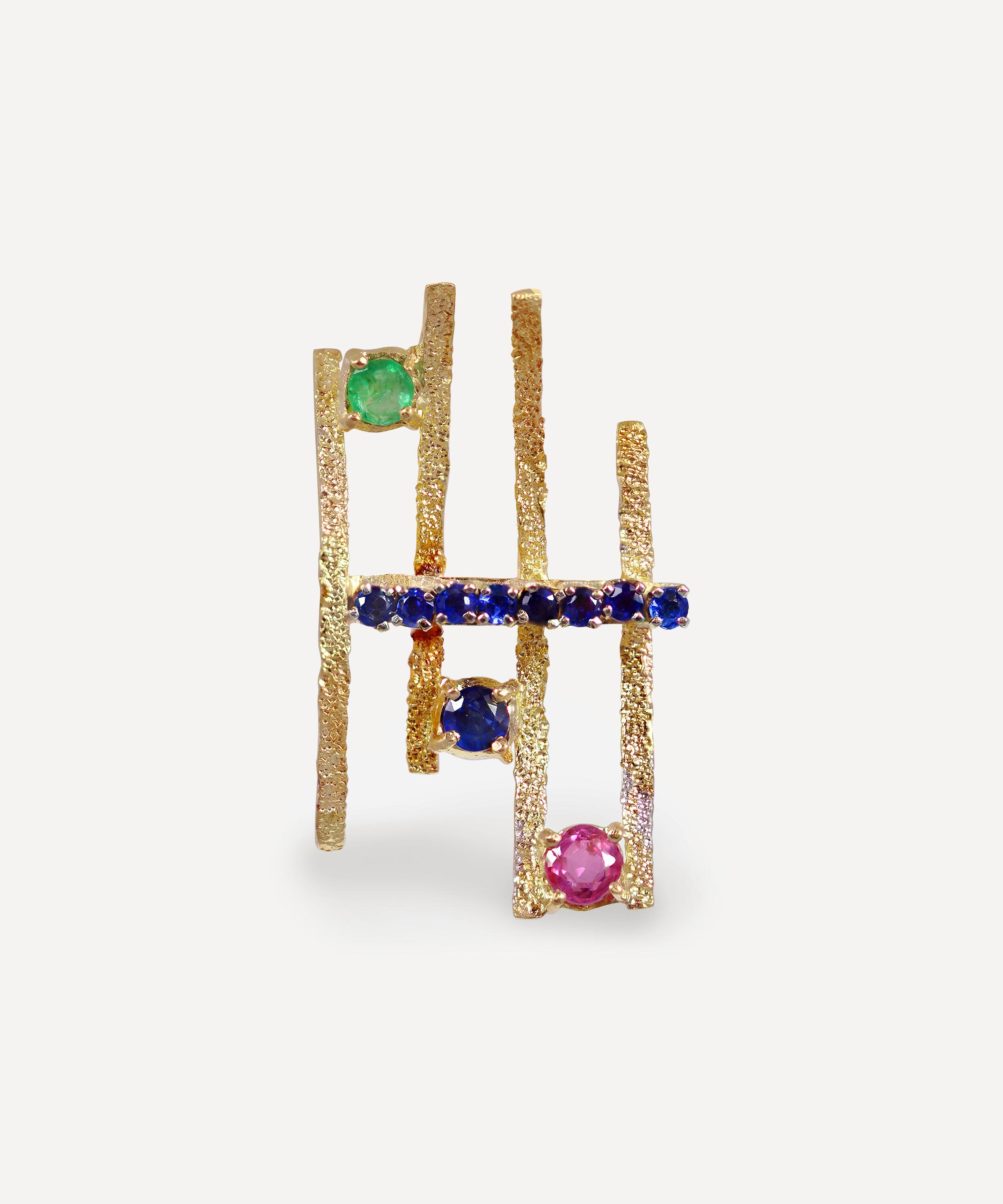 Kojis - Gold 1970s Multi-Stone Brutalist Ring image number 0