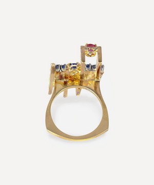 Kojis - Gold 1970s Multi-Stone Brutalist Ring image number 3